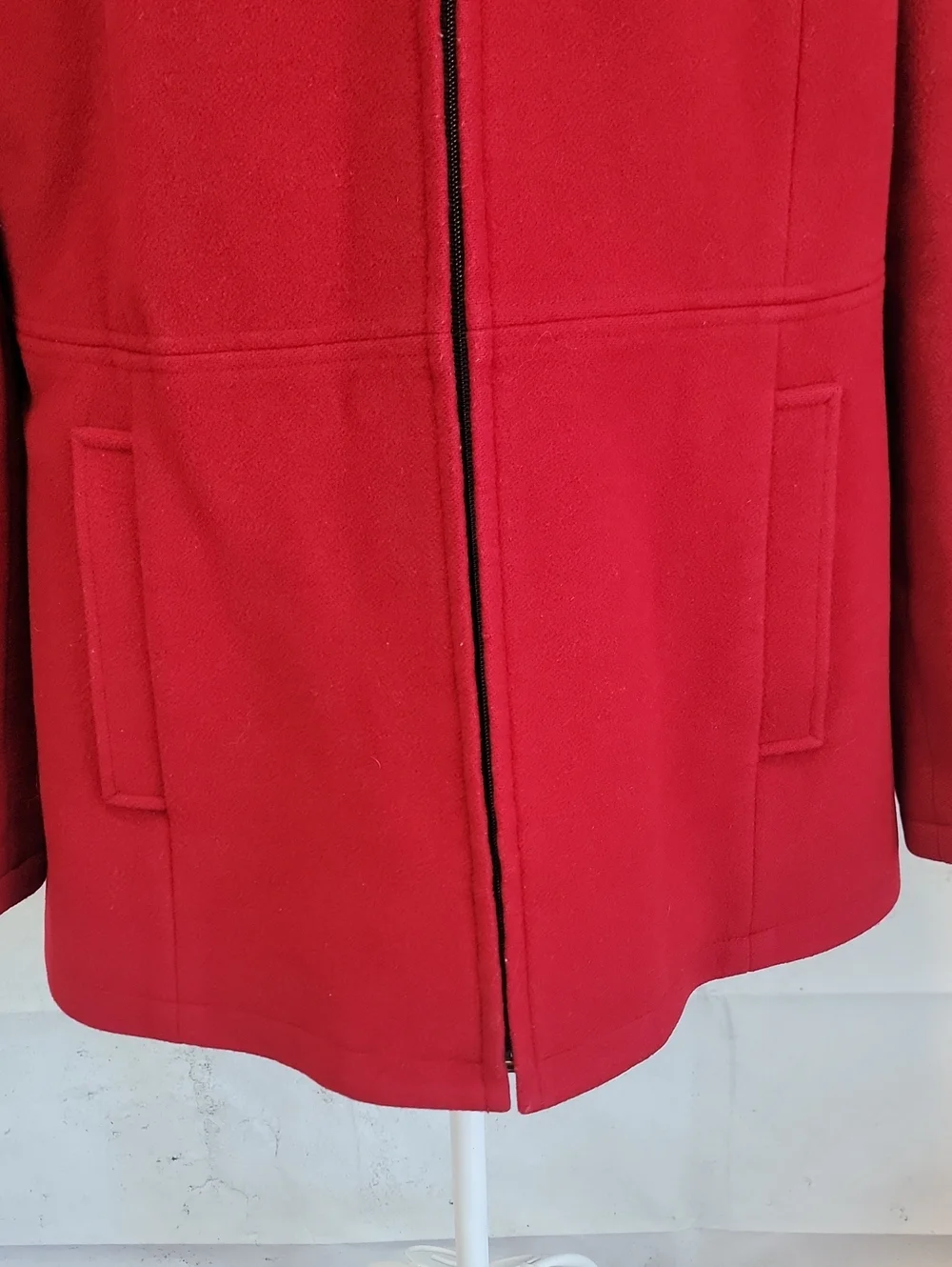 Fleet Street Wool Blend Red Hooded Zip Coat Womens Size L